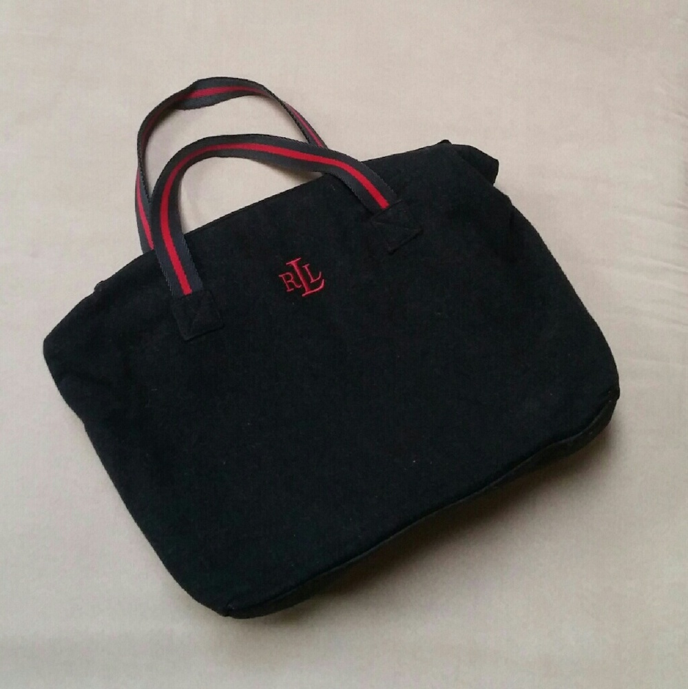 Lauren Ralph Lauren Black Tote Bag with Red Accents